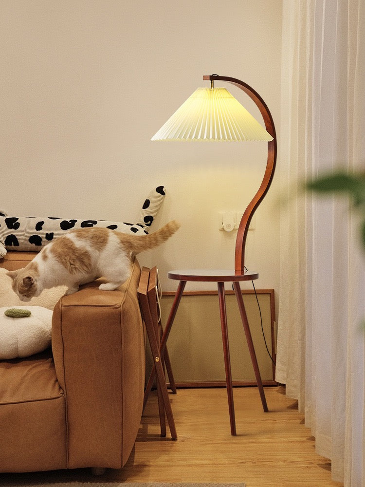 Capanee tray wood floor lamp