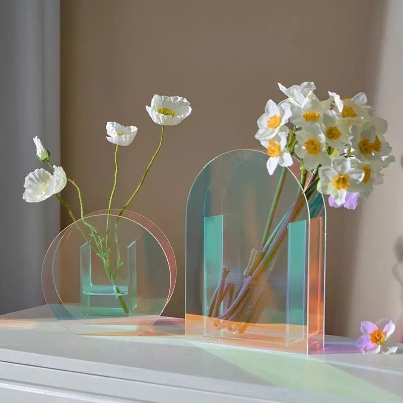 Acrylic rainbow decoration flowers Vases