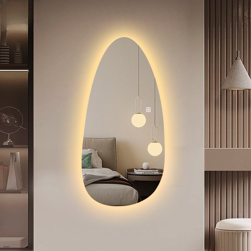 Asymmetrical backlit  LED mirror