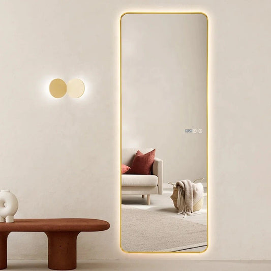 Backlight gold frame rectangular Mirror