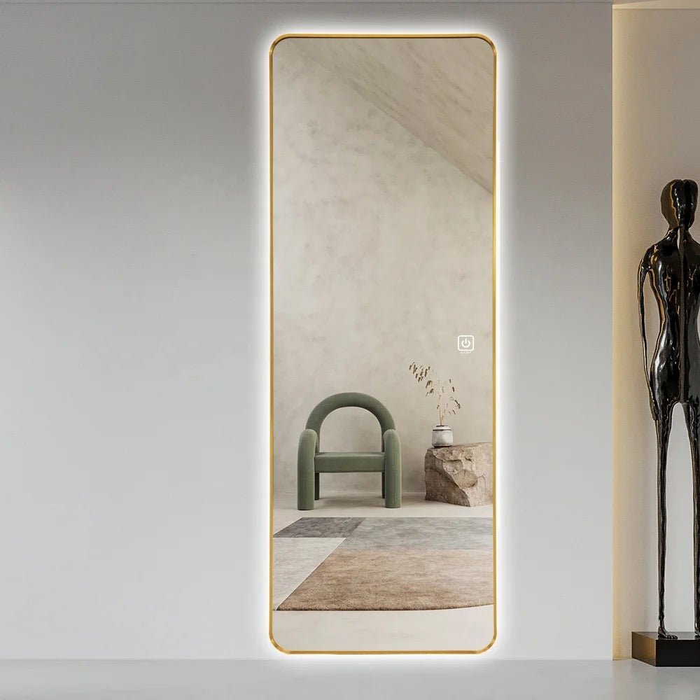 Backlight gold frame rectangular Mirror