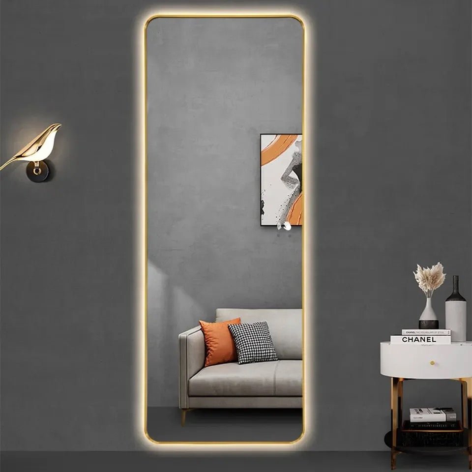 Backlight gold frame rectangular Mirror