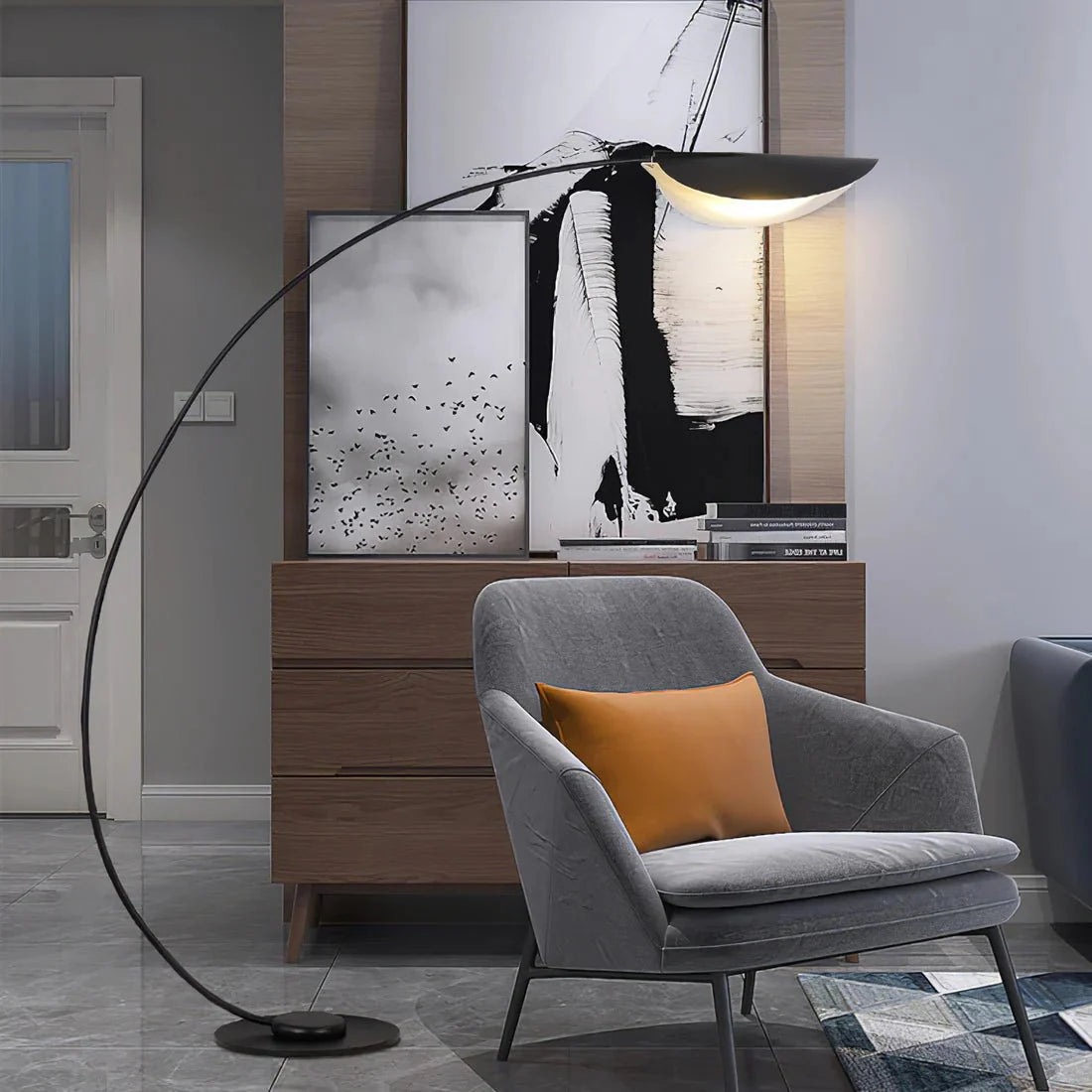 Black arch floor lamp