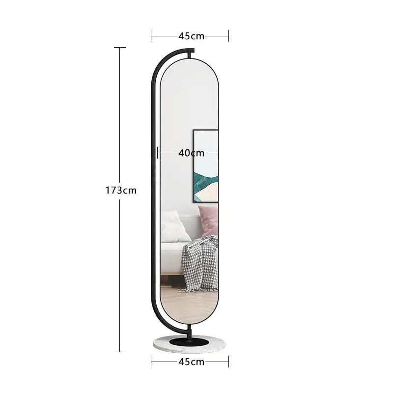 Black frame Oval floor hanger and rotatable Mirror