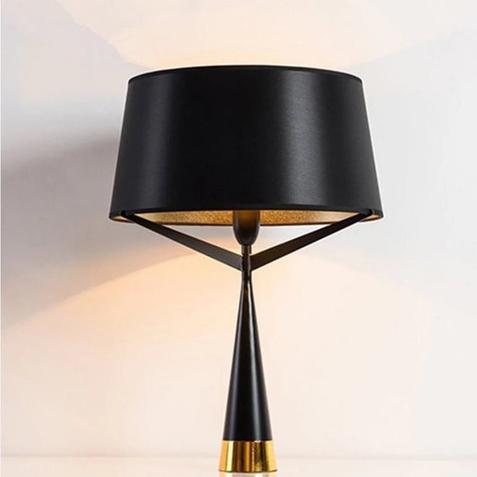 Black with gold lampshade table lamp