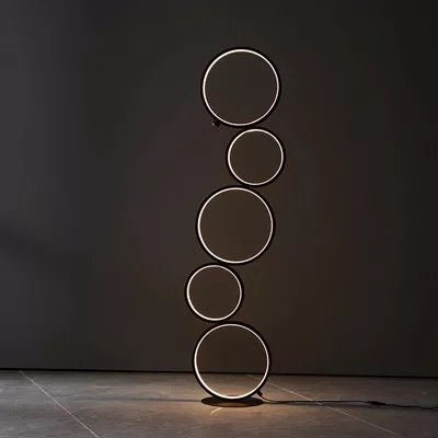 C5 Black LED Floor Lamp 5-Ring Novelty Dimmable Standing Lamp