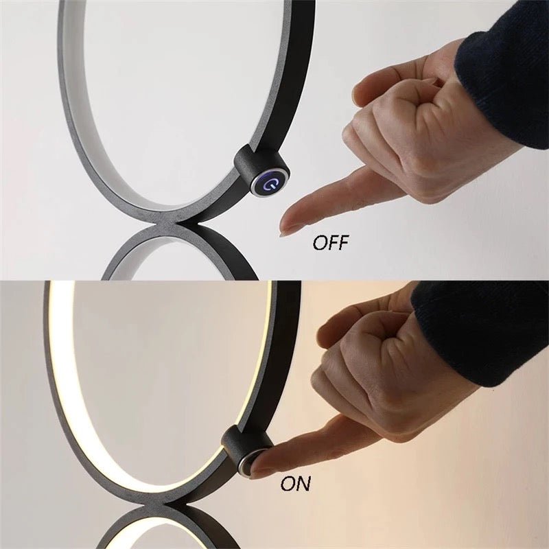 C5 Black LED Floor Lamp 5-Ring Novelty Dimmable Standing Lamp