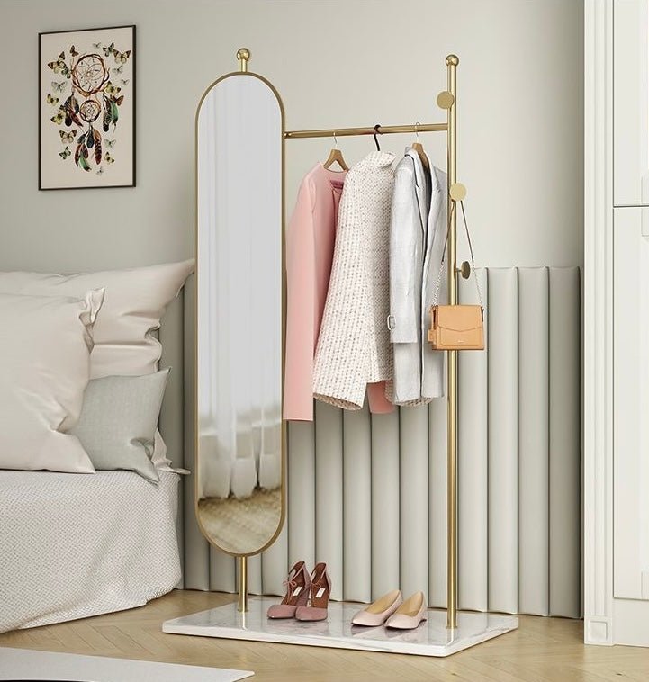 Clothes rack with oval full length Mirror - SHAGHAF HOME