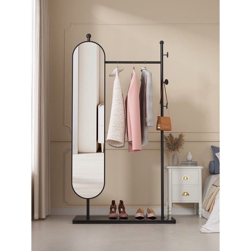 Clothes rack with oval full length Mirror - SHAGHAF HOME