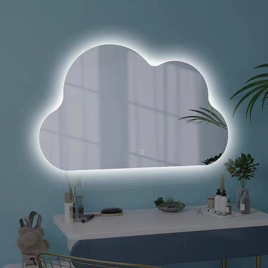 Cloud shape frameless backlit wall mirror