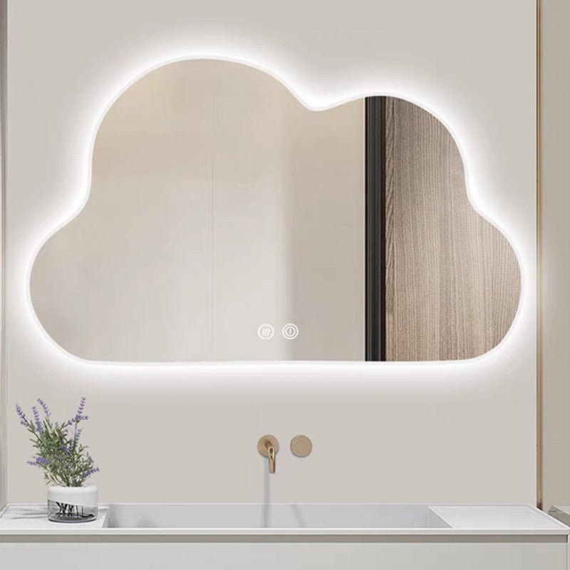 Cloud shape frameless backlit wall mirror