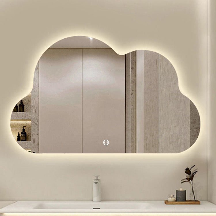 Cloud shape frameless backlit wall mirror