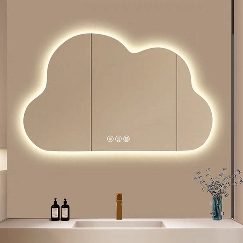 Cloud shape frameless backlit wall mirror