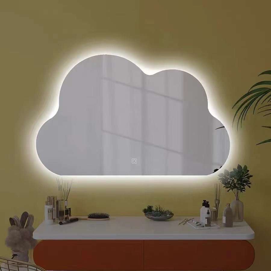 Cloud shape frameless backlit wall mirror