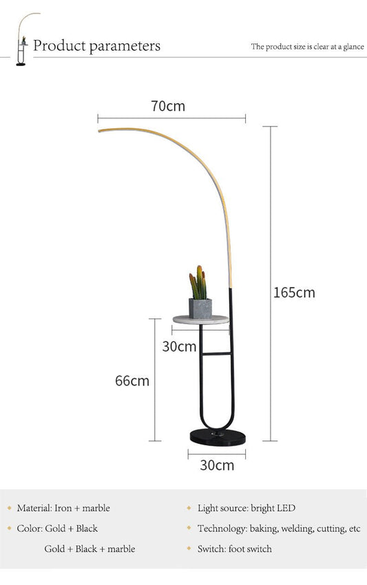 Curve marble table floor lamp