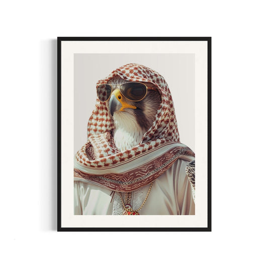 Dignified Falcon in Traditional Arabic Attire