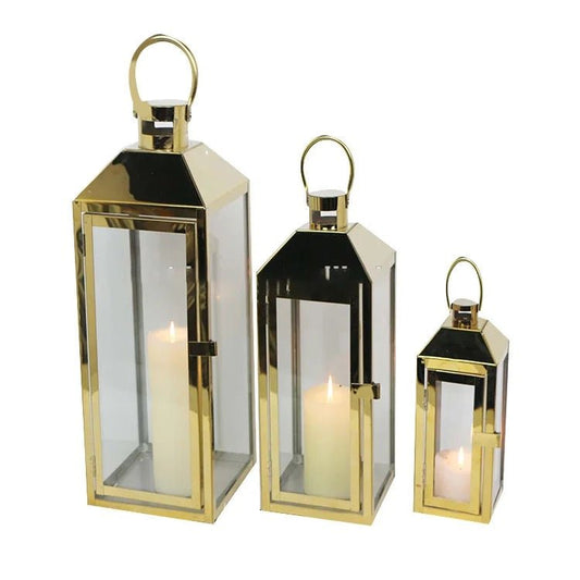 Fancy shape Ramadan gold lantern set