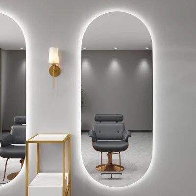 Frameless Oval wall mirror with hidden LED light