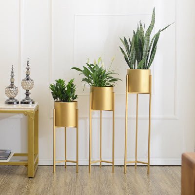 Gold metal plant stands set of 3