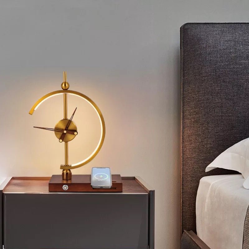 Luxury table clock with phone charger