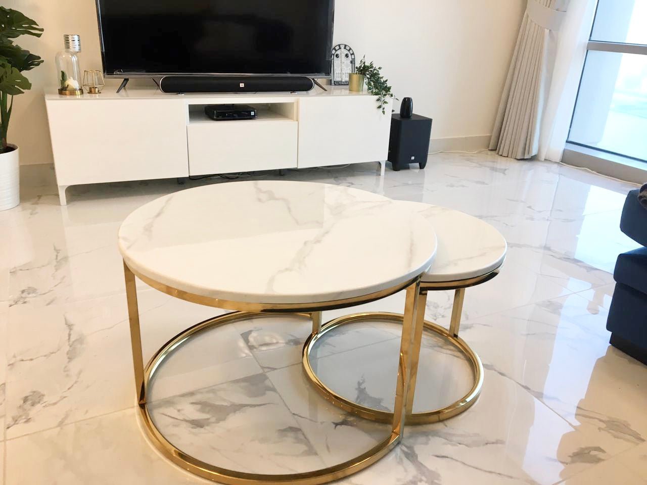 Marble coffee table set