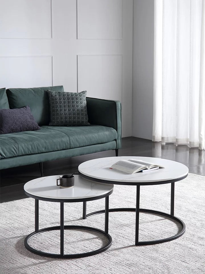 Marble with black base coffee table set