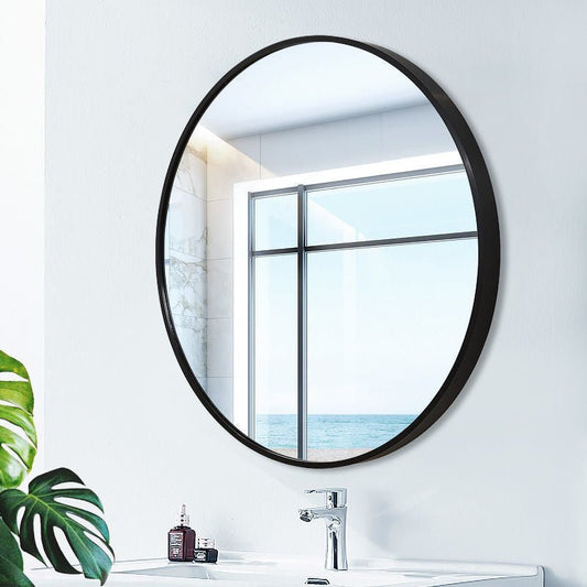 Medium Round Aluminum Black frame wall mirror 80x80 CM