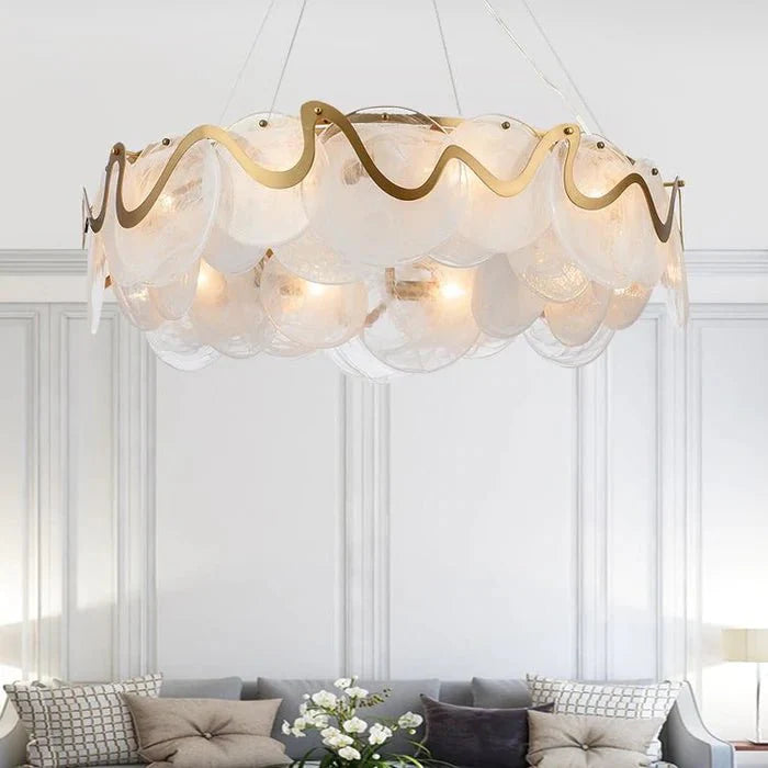 Modern Cloud Glass Led Pendant Lights Gold Metal Living