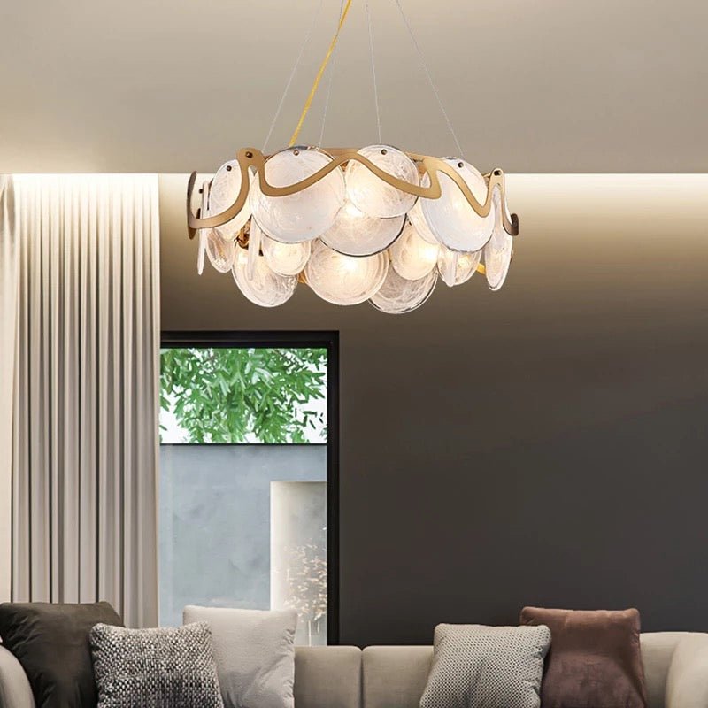 Modern Cloud Glass Led Pendant Lights Gold Metal Living