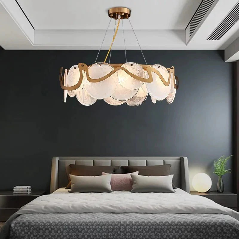 Modern Cloud Glass Led Pendant Lights Gold Metal Living