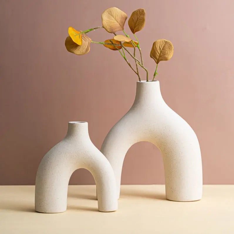 Modern creamy white vases set