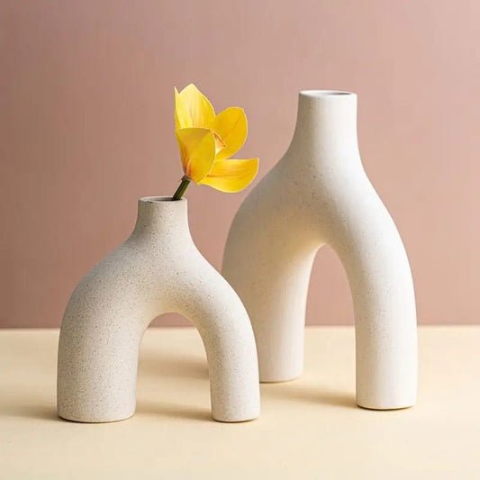 Modern creamy white vases set