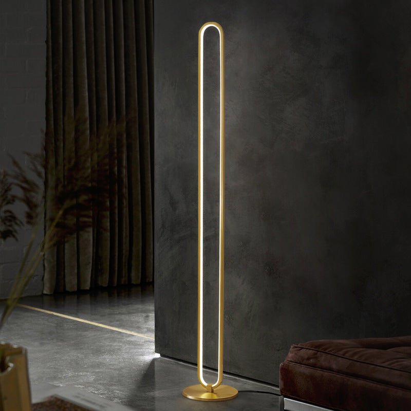 Oval liner golden LED floor lamp