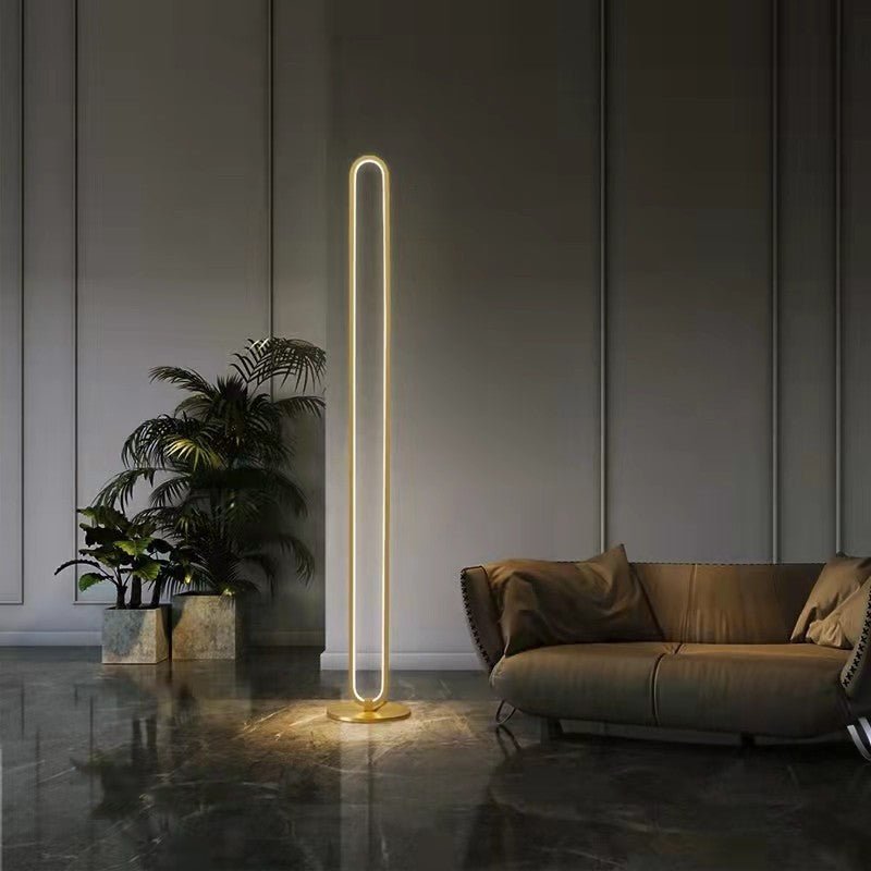 Oval liner golden LED floor lamp