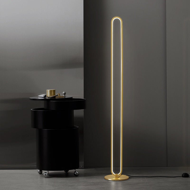 Oval liner golden LED floor lamp