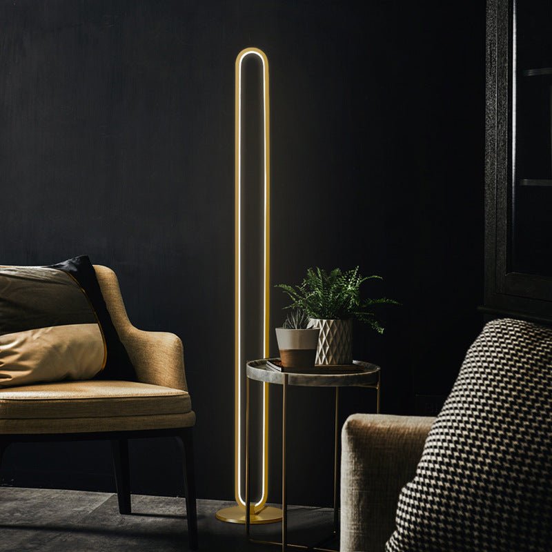 Oval liner golden LED floor lamp