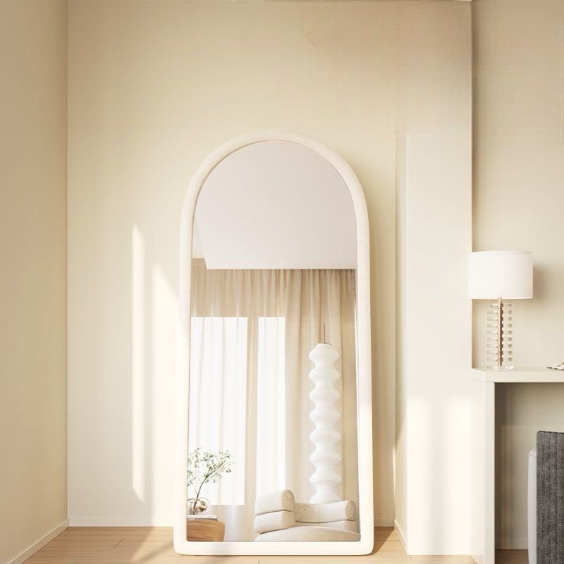 Off white velvet frame Arch Mirror