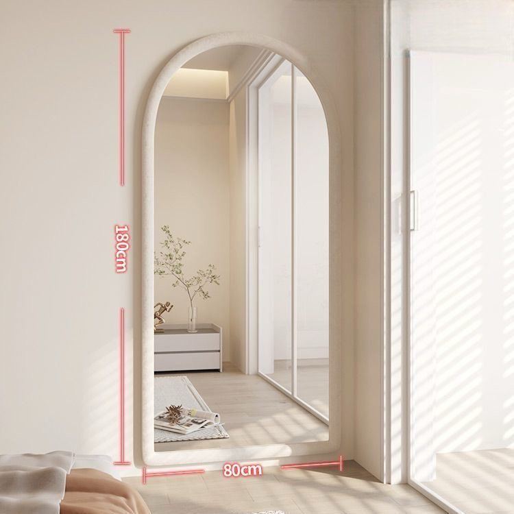 Off white velvet frame Arch Mirror