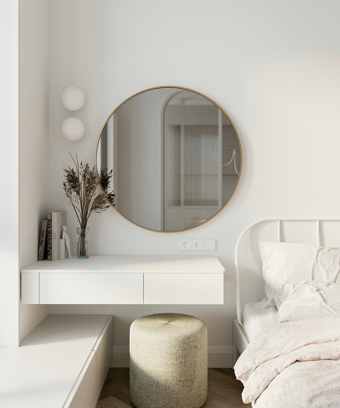 Round Aluminum Wall Mirror 80x80 CM