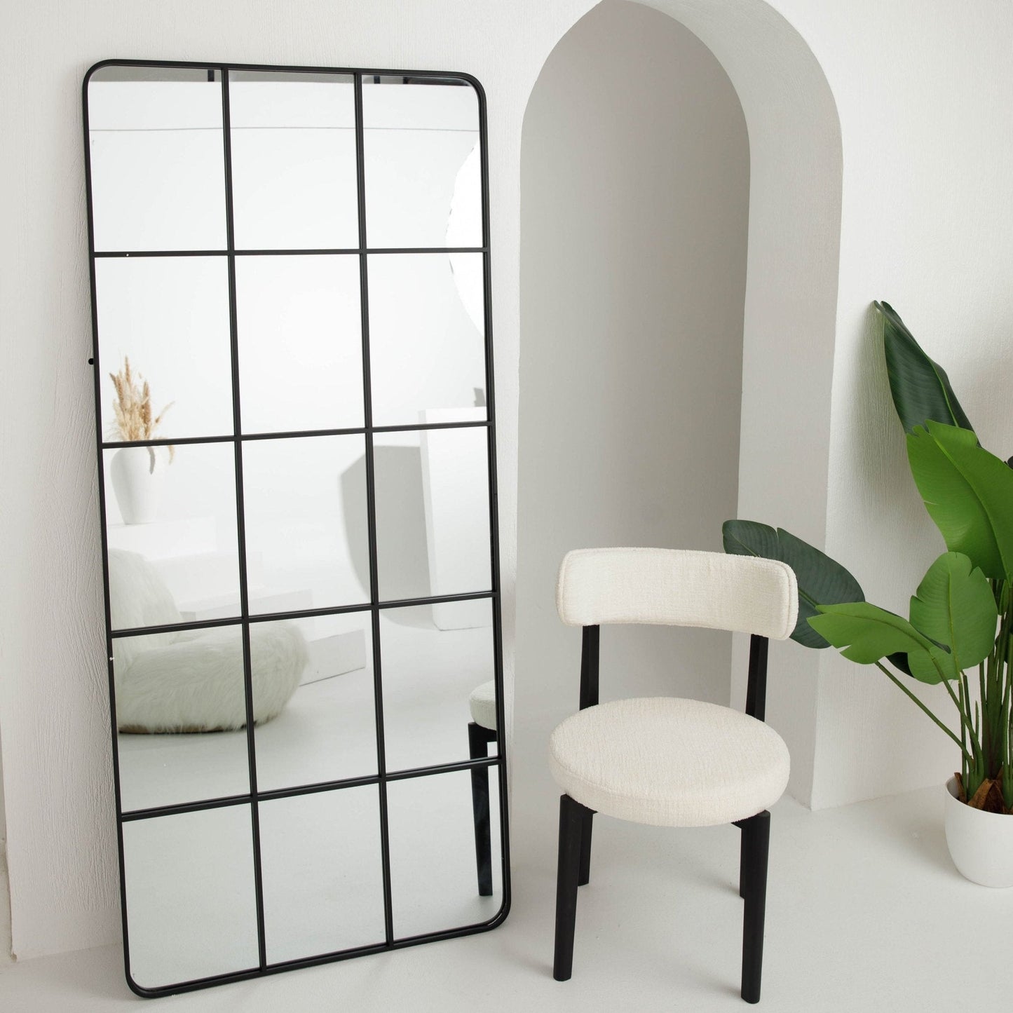 Rounded corners full length window Mirror