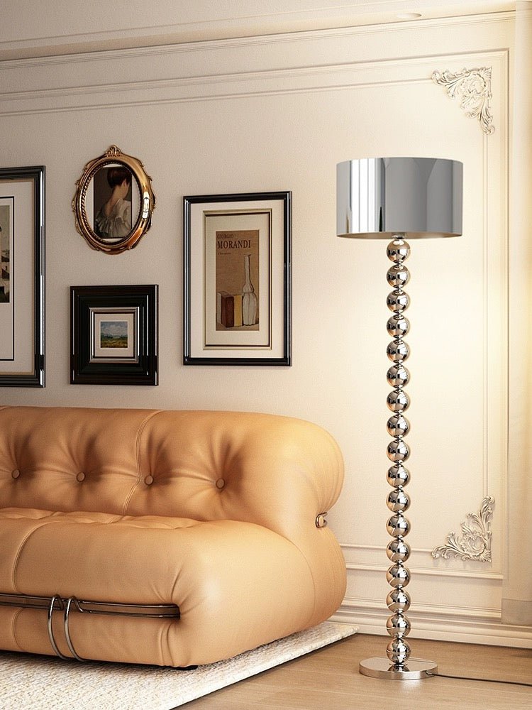 Shine and style silver beaded floor lamp