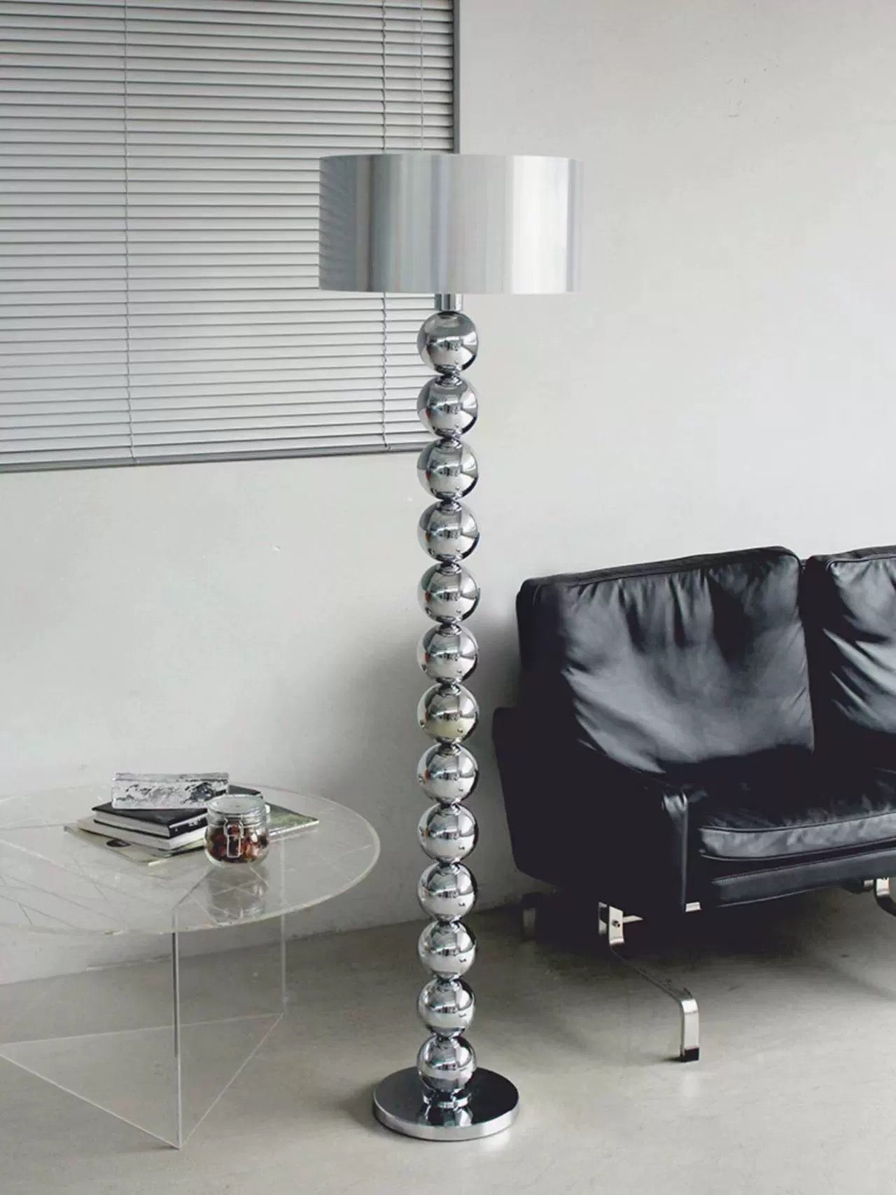 Shine and style silver beaded floor lamp