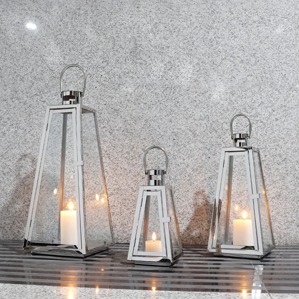 Silver triangle large lantern set