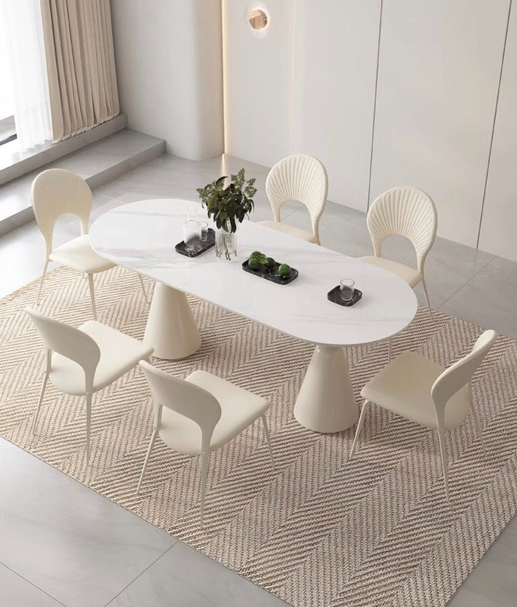 VALENTINA white dining table set (With 6 Chairs)