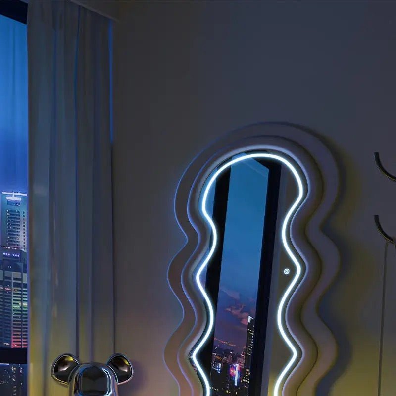 Wavy Fabric LED Free standing Mirror