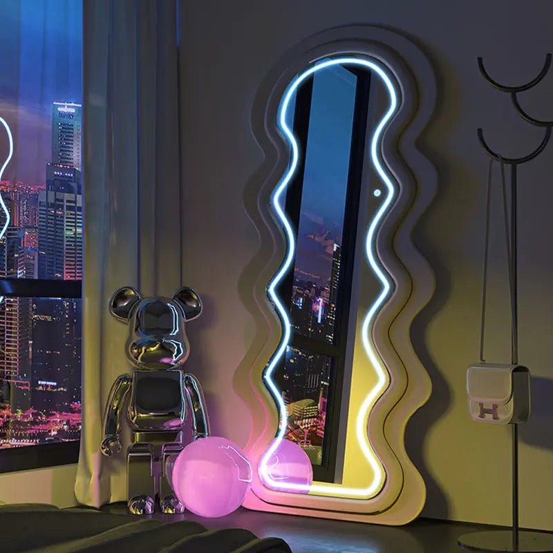 Wavy Fabric LED Free standing Mirror