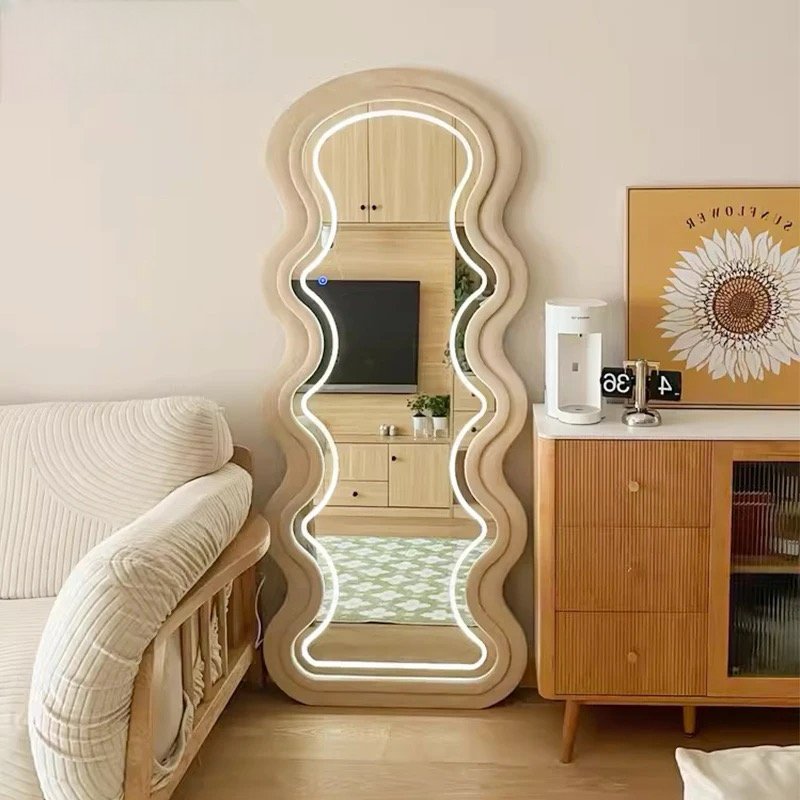 Wavy Fabric LED Free standing Mirror