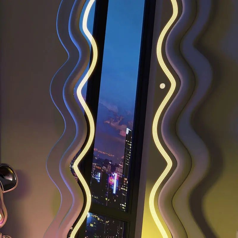 Wavy Fabric LED Free standing Mirror