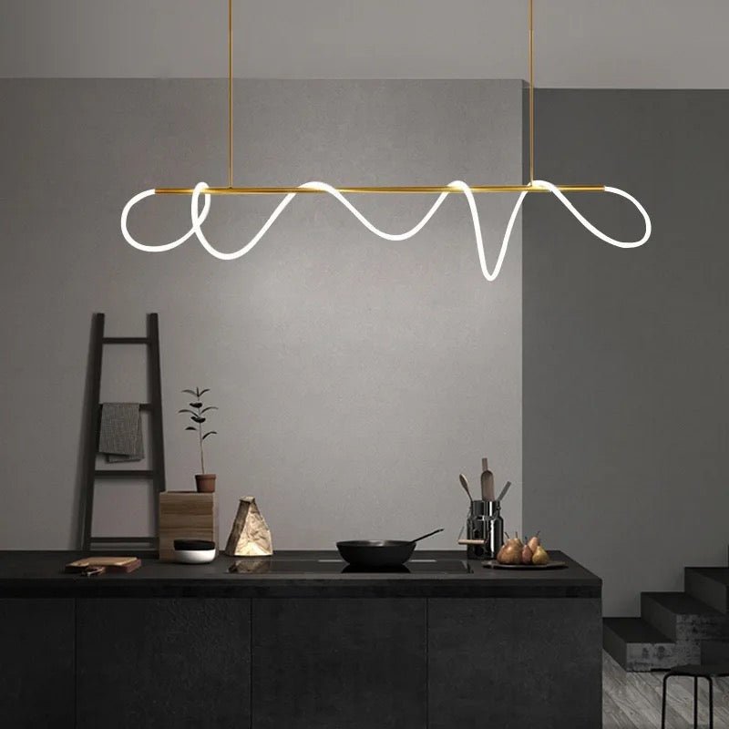 Wavy LED strips dining chandelier