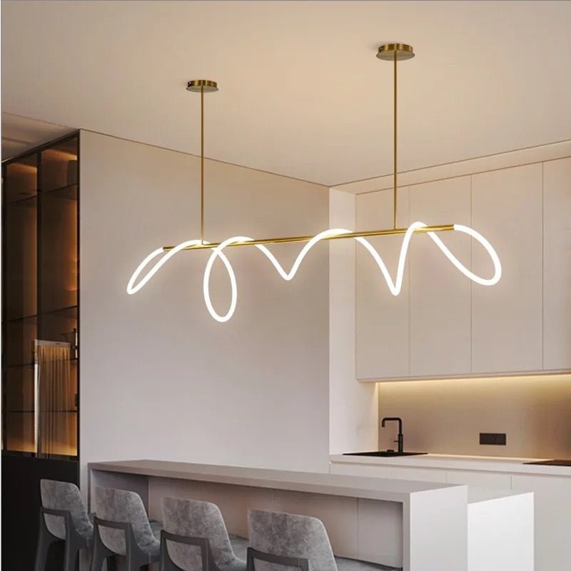 Wavy LED strips dining chandelier